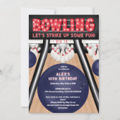 Invitation Cool Bowling fête d'anniversaire enfant grève un p (Devant)