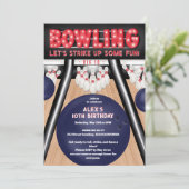 Invitation Cool Bowling fête d'anniversaire enfant grève un p (Debout devant)