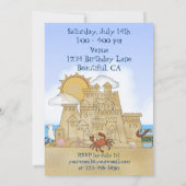 Invitation Cool Boy Beach Baby and Sandcastle 1er anniversair (Dos)