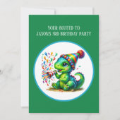 Invitation Cool boys dinosaur party add text  (Devant)