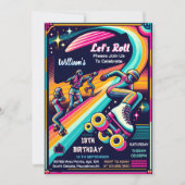 Invitation Cool Boys Girls Roller Patinage 13e anniversaire (Devant)