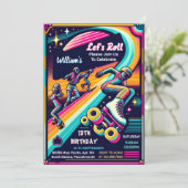 Invitation Cool Boys Girls Roller Patinage 13e anniversaire (Debout devant)