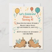 Invitation cool Capybara pour les garçons et les filles heure (Dos)