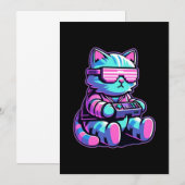Invitation Cool Cat Gamer (Devant / Derrière)