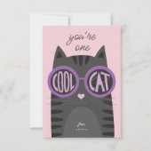 Invitation Cool Cat Grey Saint Valentin Card_Purple (Devant)