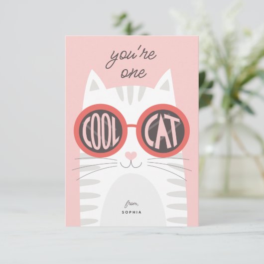 Invitation Cool Cat Valentine's day Card (Debout devant)