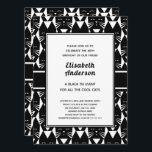 Invitation Cool Cats Black Cravate Birthday Party Funny Invit<br><div class="desc">Elégant motif classique rétro en zigzag noir et blanc chevron.  Les textes sont tous personnalisables.  Peut être fait pour convenir à toutes les occasions que vous choisissez.</div>