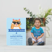 Invitation Cool Chat Funny mignon photo d'anniversaire de l'e (Debout devant)