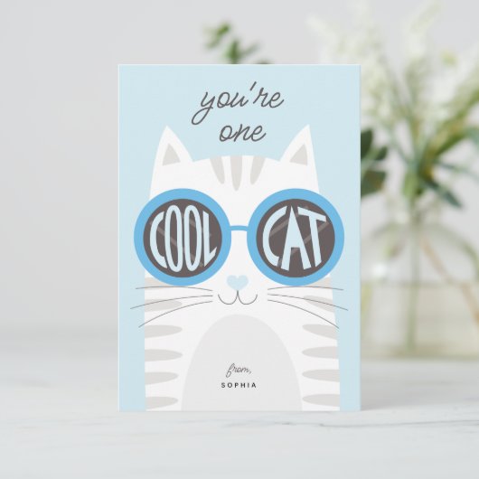 Invitation Cool Chat Valentine's day Card_blue (Debout devant)