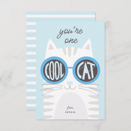 Invitation Cool Chat Valentine's day Card_blue (Devant / Derrière)