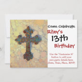Invitation Cool Christian Cross Cercle Mosaic Motif (Devant)