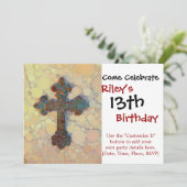 Invitation Cool Christian Cross Cercle Mosaic Motif (Debout devant)