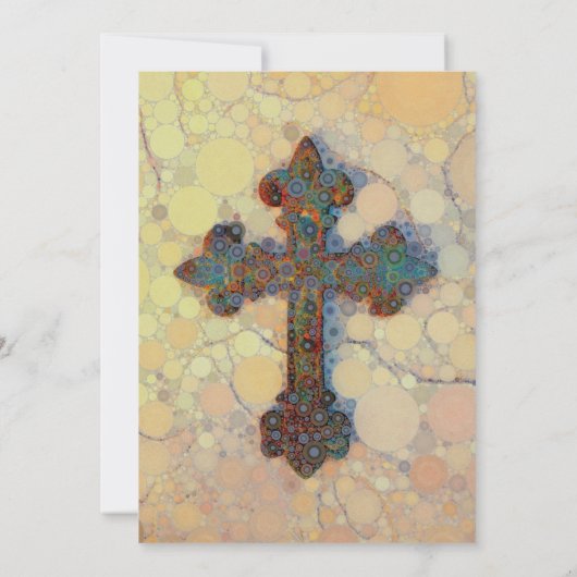 Invitation Cool Christian Cross Cercle Mosaic Motif (Dos)
