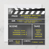 Invitation Cool Clapper Board 18e anniversaire (Devant)