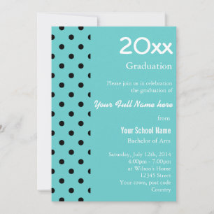 Invitation cool, classique aqua bleu & bac graduation