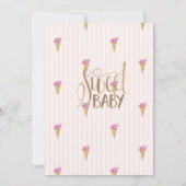 Invitation Cool Crème de glace Flamant rose rose rayé Anniver (Dos)