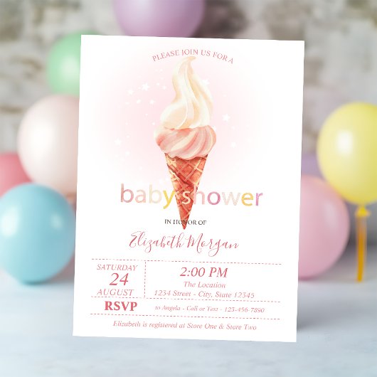 Invitation Cool d'aquarelle Crème Pois Baby shower