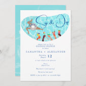 Invitation Cool de piscine Cocktail Sip & Dip Couples Douche (Devant / Derrière)