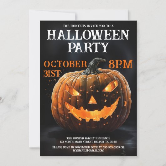 Invitation Cool déplaisant Jack-o'Lantern, fête d'Halloween (Devant)