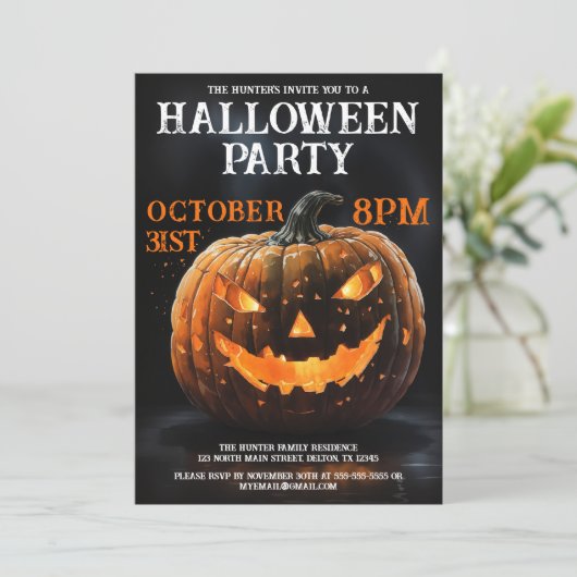 Invitation Cool déplaisant Jack-o'Lantern, fête d'Halloween (Debout devant)