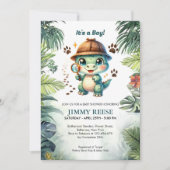 Invitation Cool Dinosaur mignon Dino Baby Boy Douche (Devant)