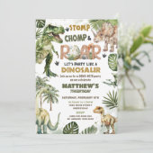 Invitation Cool Dinosaures Jurassique Verdure Roarsome Annive (Debout devant)