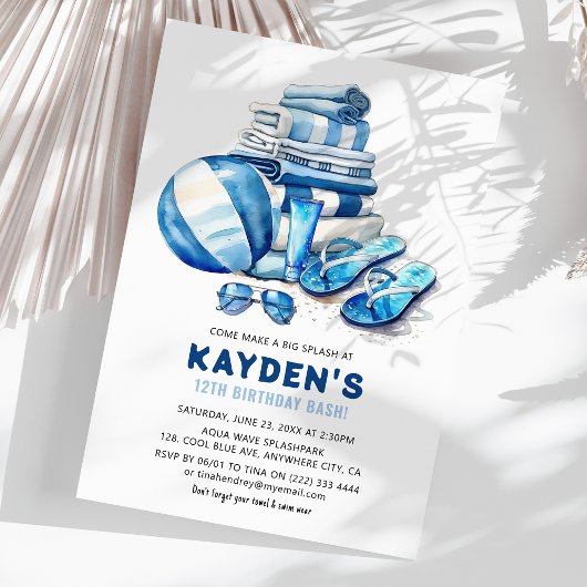 Invitation Cool Dude Pool Party Boy Anniversaire Bash