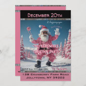 Invitation Cool Dude rose Sunny Santa Claus fête de Noël (Devant / Derrière)