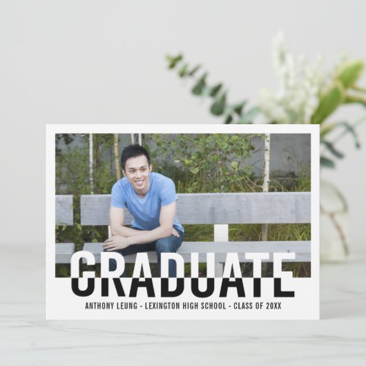 Invitation Cool Duotone ÉDITABLE COULEUR Graduation Invitatio (Debout devant)