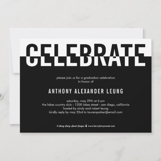 Invitation Cool Duotone ÉDITABLE COULEUR Graduation Invitatio (Dos)