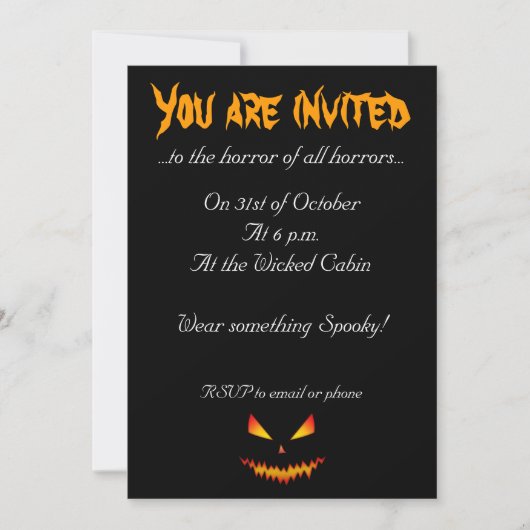 Invitation Cool effrayant Jack O'Lantern face Halloween Invit (Devant)
