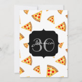 Invitation Cool et fun pizza tranches motif Monogram blanc (Devant)