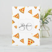 Invitation Cool et fun pizza tranches motif Monogram blanc (Debout devant)