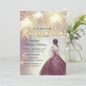 Invitation Cool feu d'artifice parties scintillant or brillan (Debout devant)