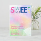 Invitation Cool fun adolescent typographie moderne doux 16 (Debout devant)