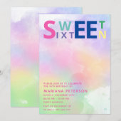 Invitation Cool fun adolescent typographie moderne doux 16 (Devant / Derrière)