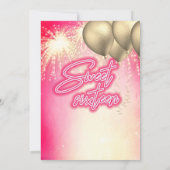 Invitation Cool fun hot rose ballon or scintillant feux d'art (Dos)