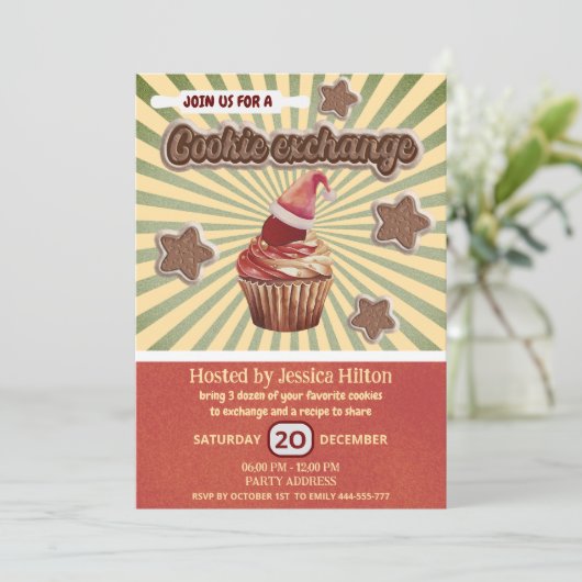 Invitation Cool fun joyeuse typographie biscuit échange (Debout devant)