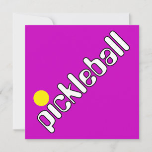 Invitation Cool Fun Mod PICKLEBALL Texte Balle Sur Rose Clair