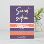 Invitation Cool fun néon typographie rayures doux 16 (Debout devant)