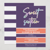 Invitation Cool fun néon typographie rayures doux 16 (Devant / Derrière)
