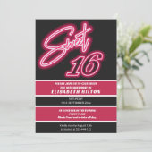 Invitation Cool fun néon typographie rayures doux 16 (Debout devant)