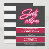 Invitation Cool fun néon typographie rayures doux 16 (Devant / Derrière)
