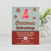 Invitation Cool fun retro santa hat échange de biscuit (Debout devant)