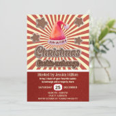 Invitation Cool fun retro santa hat échange de biscuit (Debout devant)