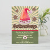 Invitation Cool fun retro santa hat échange de biscuit (Debout devant)