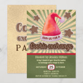 Invitation Cool fun retro santa hat échange de biscuit (Devant / Derrière)