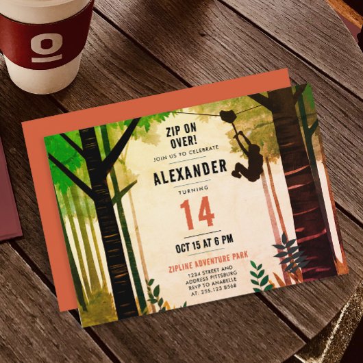 Invitation Cool Fun Zipline Green Adventure Nature Extérieur