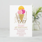 Invitation Cool Gâteau Glacé Rayé Anniversaire  (Debout devant)