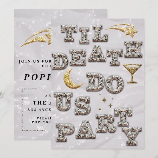 Invitation Cool Glam Parties scintillant Metallic Disco Fête  (Devant / Derrière)